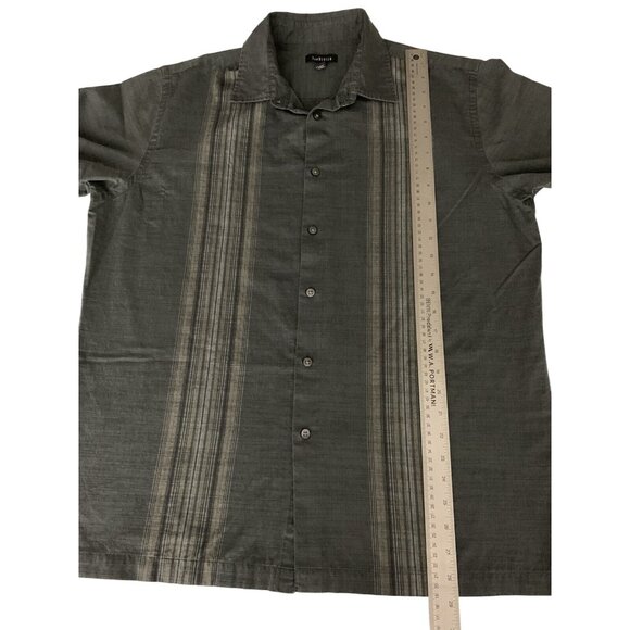Van Heusen Mens Short Sleeve Button-Up Shirt L/G 16-16.5 Gray Striped - Picture 4 of 9